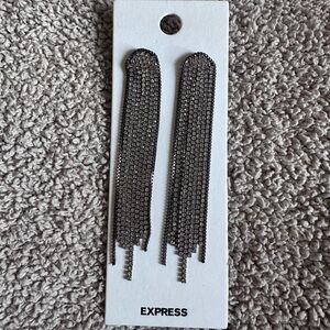 Express Shimmering Silver Long Earrings